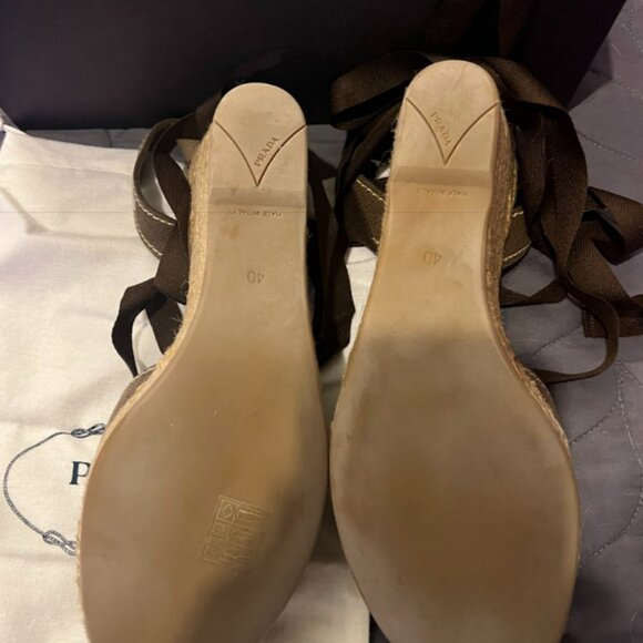 Prada Cloth ballet wedge BRAND NEW NEVER WORK size 10 40 - Picture 2 of 5